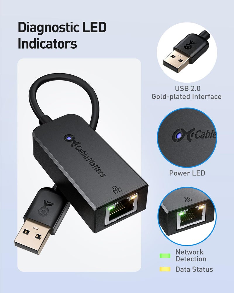Cable Matters Plug & Play USB to Ethernet Adapter with PXE, MAC Address Clone Support (Ethernet to USB 2.0 Adapter for Laptop) Supporting 10/100 Mbps Network - Image 5